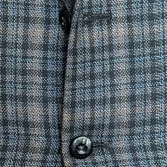 Size 40 Black / grey window pane notch lapel 3 button jacket - Picture 3 of 5